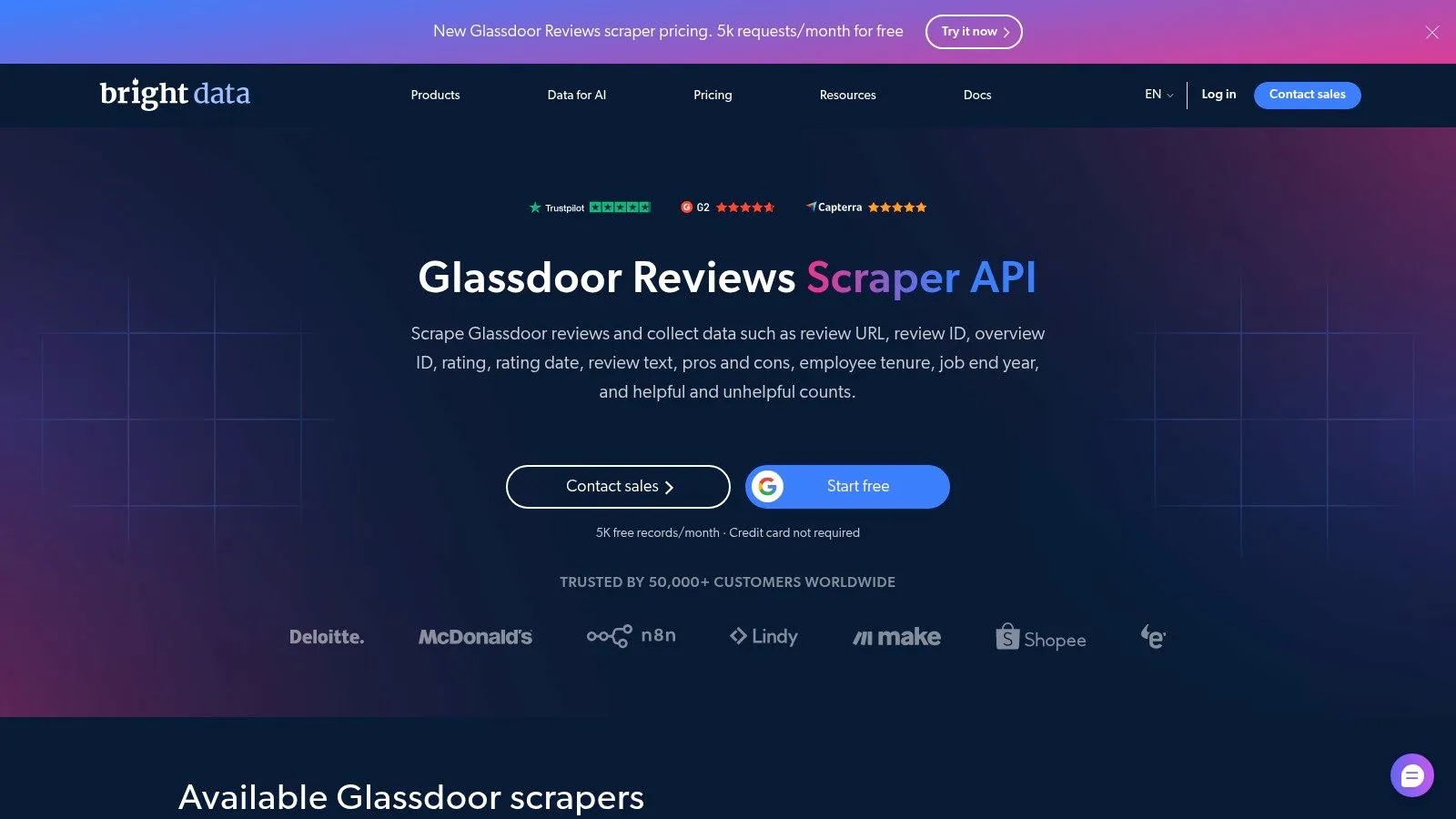 Bright Data, Glassdoor Reviews Scraper API
