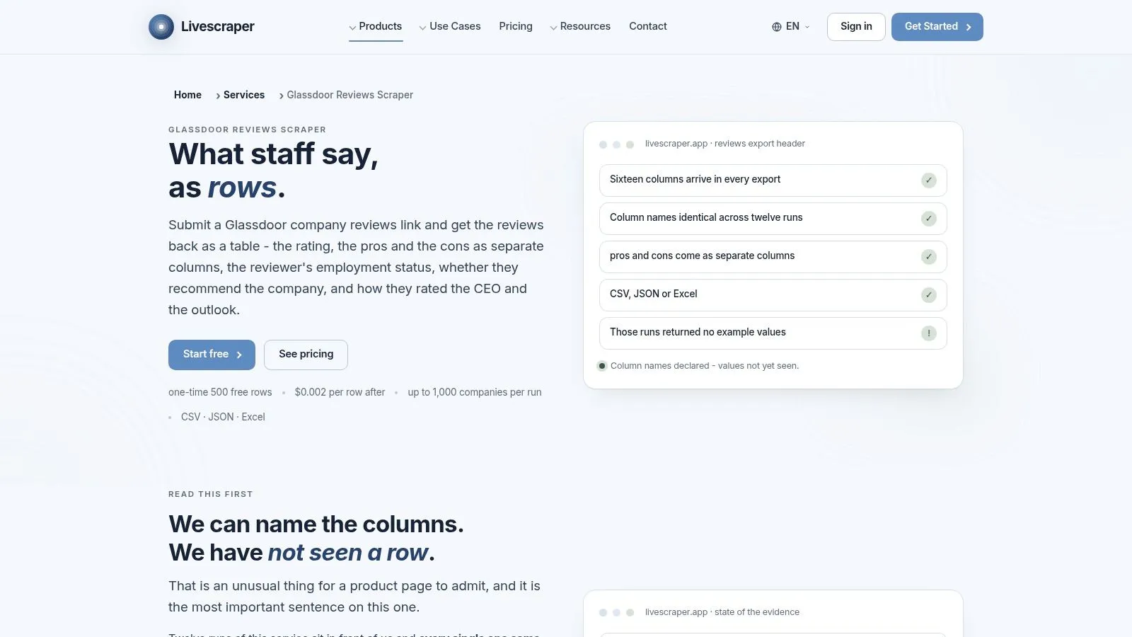 Livescraper, Glassdoor Reviews Scraper