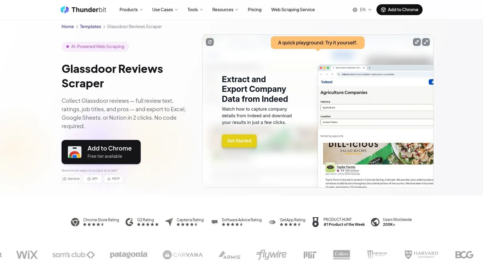 Thunderbit, Glassdoor Reviews Scraper (no-code template)