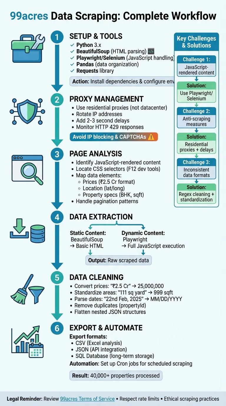 Complete 99acres Web Scraping Workflow: From Setup to Analysis