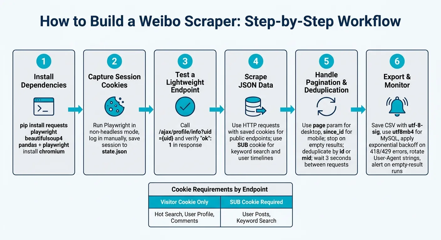 How to Build a Weibo Scraper: Step-by-Step Workflow